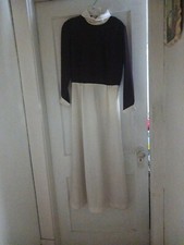 1970s Vintage Chapter Two Brown And Cream Long Sleeve Prom Wedding Dress Size 14