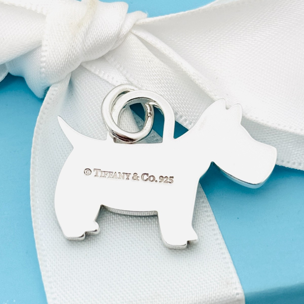 Tiffany Scottie Dog Pendant or Charm in Sterling Silver FREE