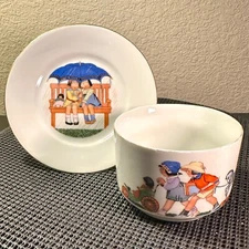 Oremont "Germany" stamp childrens plate and bowl. Dated "1876"