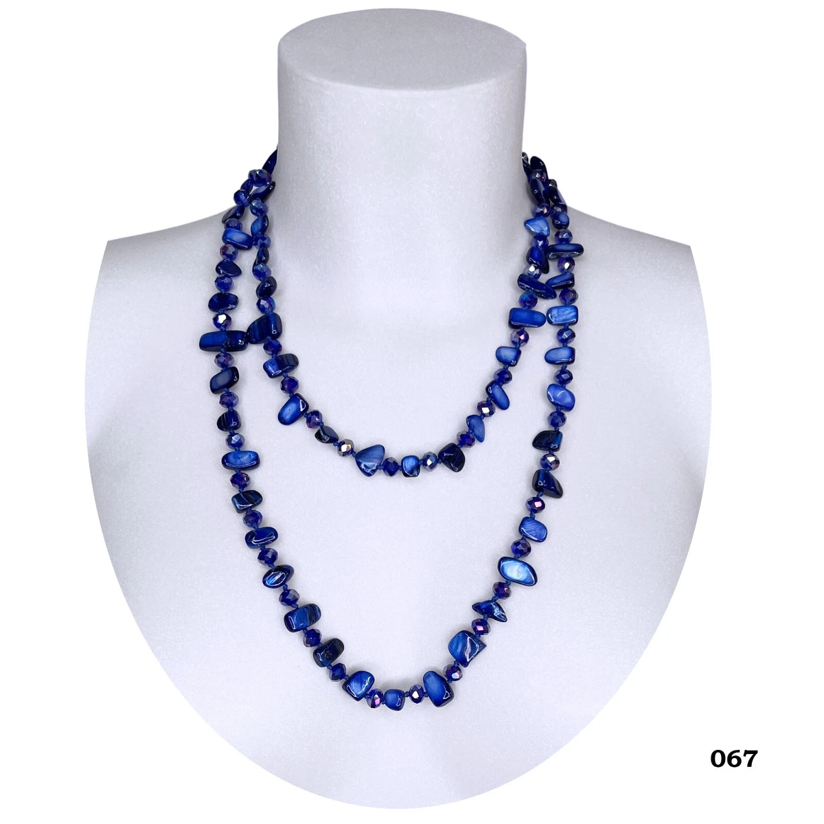 Collier Sautoir Perles Blanches Et Cristal Gris Allongé - Métal Plaqué Argent Sans Nickel - Neuf Avec étiquettes