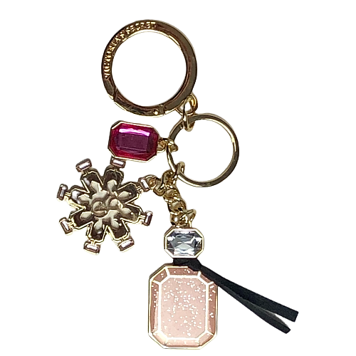 VICTORIAS SECRET HOLIDAY BOMBSHELL BAG CHARM KEYCHAIN GOLD LOGO