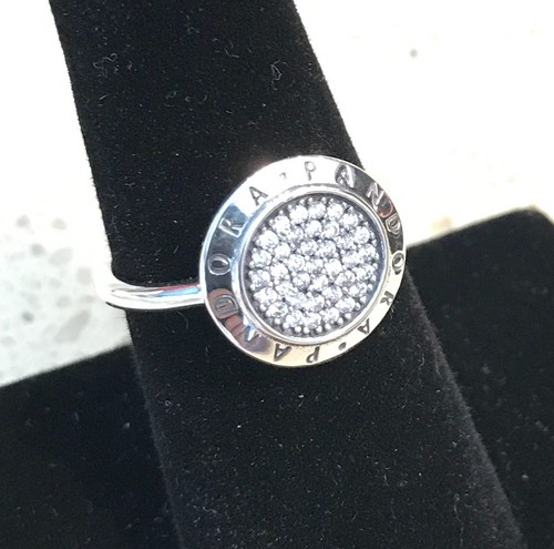 Pandora Signature Pave Ring #190912CZ +HINGED BOX +POLISH CLOTH ~SIZE