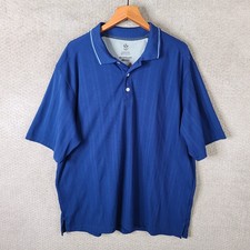 ARROW Performance Shirt Mens 2XLT Royal Blue Striped Polo Short Sleeve Polyester