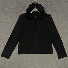 VTG Gap Hoodie Women's Size L Black Blank 100 Cotton Full Zip Sweatshirt Jacket