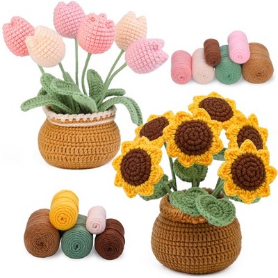 Crochet Kit for Beginners - 7 Colors Yarn, 10 Stitch Markers, 2 Hooks - DIY
