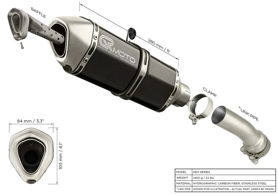 Silencieux d’Échappement GRmoto Carbone Pour Suzuki V-Strom 800 DE 2023-2026 - Photo 3/3