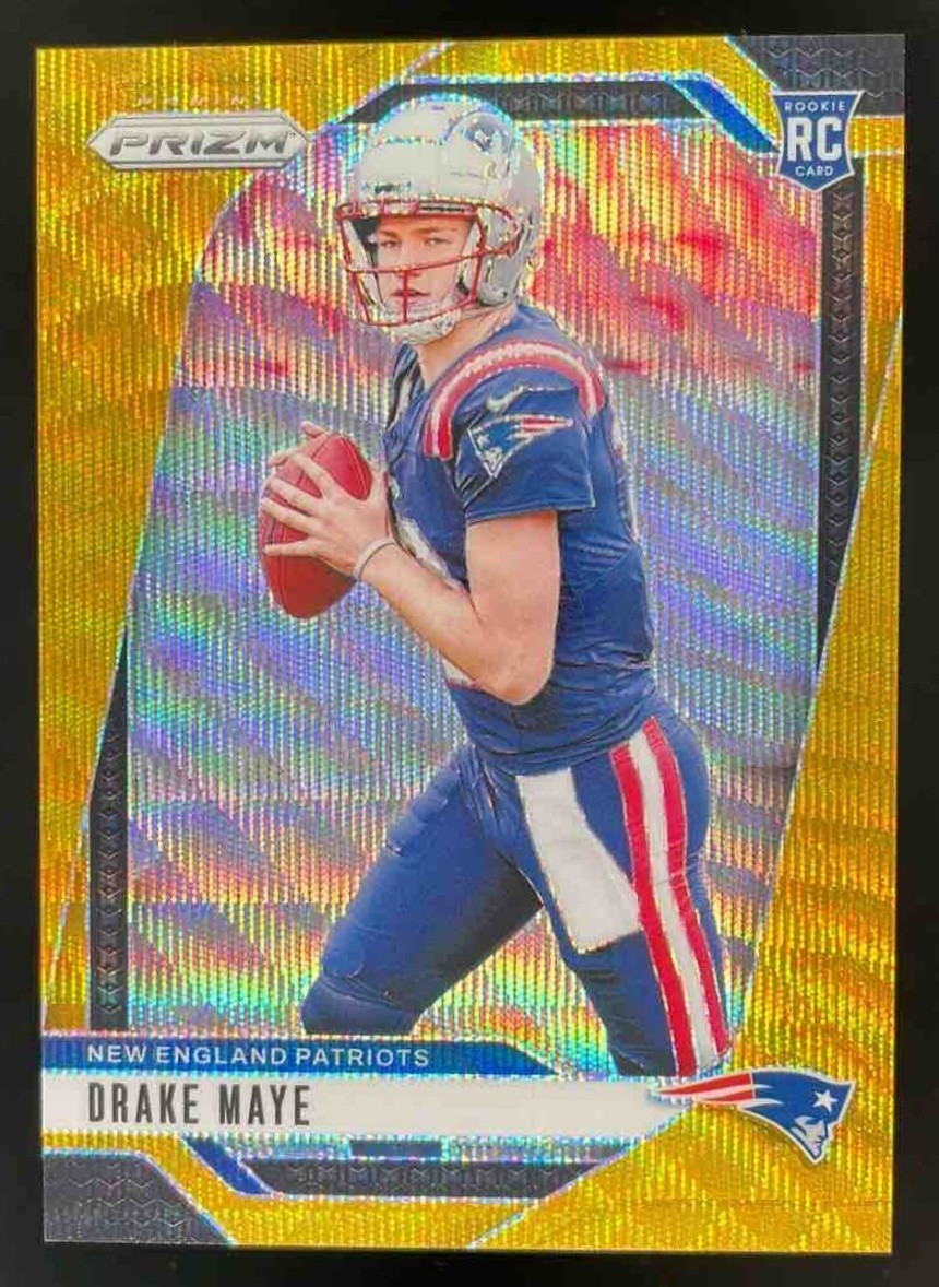 10/10 DRAKE MAYE GOLD WAVE JERSEY # NUMBER ROOKIE 2024 PRIZM 329 RC PANINI