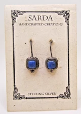 Sarda sterling and lapis lazuli drop earrings handcrafted by Janyl Adair Sherman