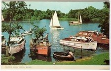 Norfolk Broads, Salhouse Broad Postcard. 1966. Sailing and Motor Boats on River