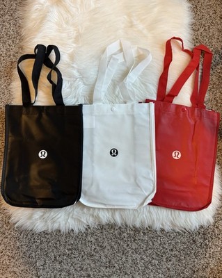Lululemon Reusable Shopping Tote Bag Small Black White Red Lot 3 New