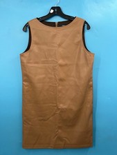 THEORY Faux Leather Sleeveless Shift Dress in Sandalwood Sz 8