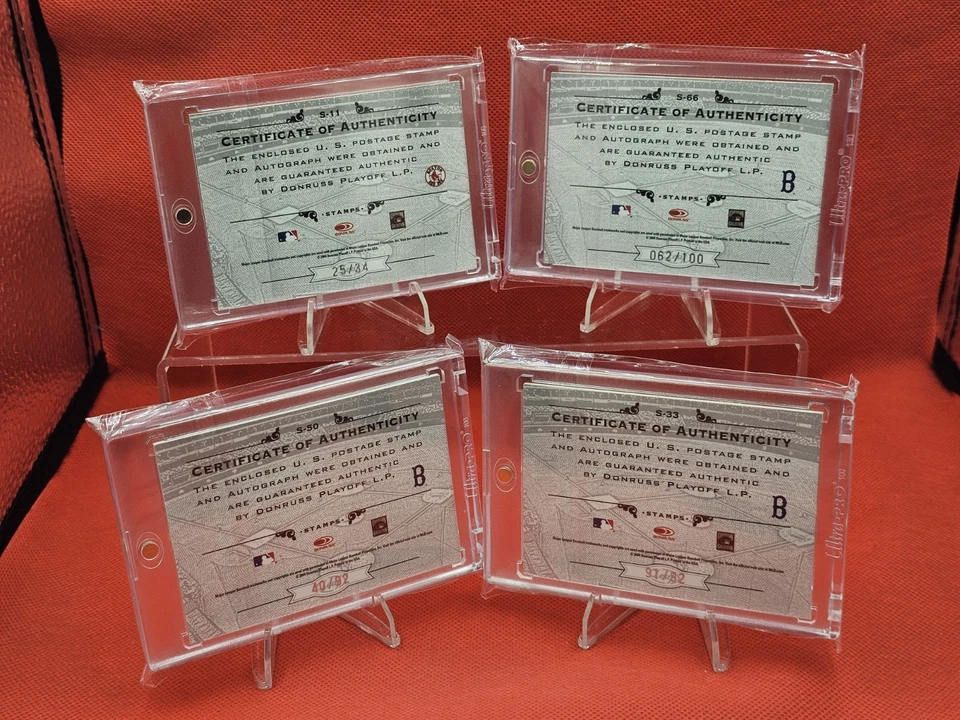 2005 Leaf Century Collection Stamps SIGNATURES TIANT RICE LYNN EVANS RED SOX LOT - Image 2 of 2