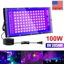 100W LED Black Lights for Glow Party Stage UV Blacklight Floodlight 395nm US