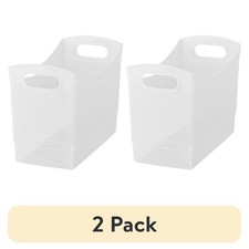 12 Qt Clear Plastic Storage Bin Organizer with Carrying Handles, 2 pack