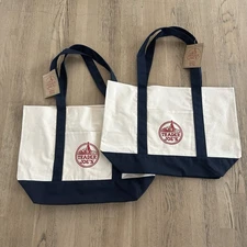 Trader Joe’s CANVAS Reuseable Washable Grocery Eco Tote Bags Large Lot Of 2 NWT