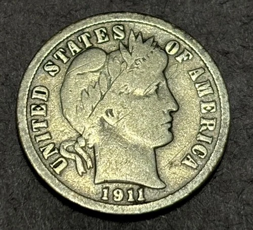 1911-D Barber Dime 90% Silver Fine F