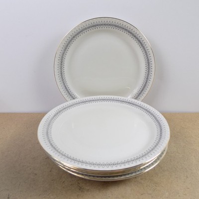 5 Porsgrund Norway Prg41 Cake Dessert Plates 6-7/8'' MCM Diamonds & Stars VGC