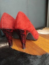 Pumps High Heels, Damen, Gr.40, Dunkelrot, Absatz Und Sohle Im Schlangenprint