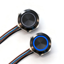 2PCS 19Mm Momentary Push Button Switch, IP67 Waterproof 12V - 24V DC, Ultra-Thin