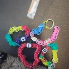 Multicolor Beaded Alphabet Charm Bracelets Adjustable Set for Kids