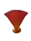 Vintage Large Fenton Amberina Red / Yellow Ombre Vase Hobnail 7”