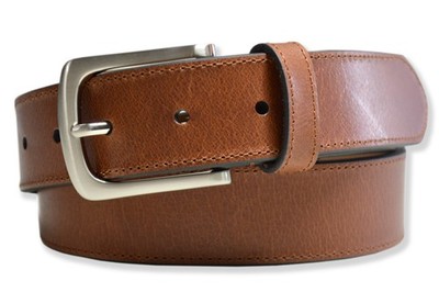 Brooks Brothers Brown Silver Genuine Leather Rounded Square Belt, 32W BB-4699