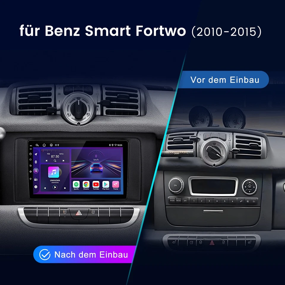 6+128GB 8-Kern DAB+ GPS Für Smart Fortwo 451 2010-2015 Android Autoradio CarPlay - Bild 2 von 4