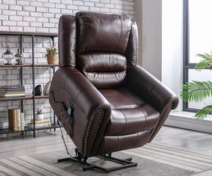 Aviahna 42.5" Wide Leather Power Lift Assist Recliner with Heating Massager