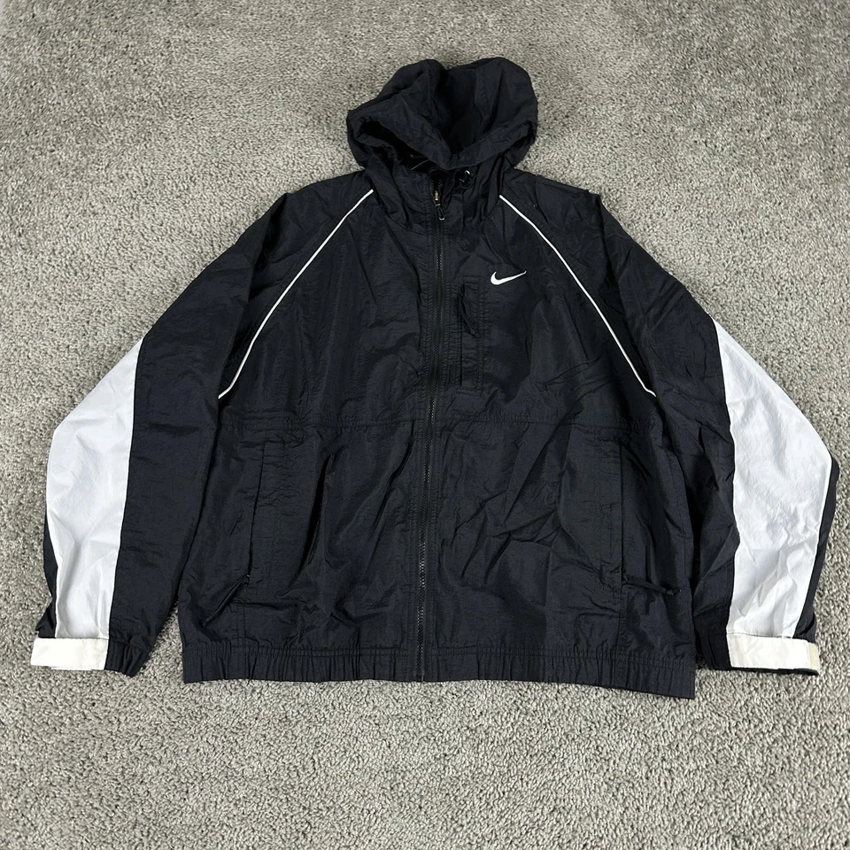 Chaqueta cortavientos vintage Nike para mujer mediana con capucha cremallera completa Swoosh años 90 Foto 2 de 4
