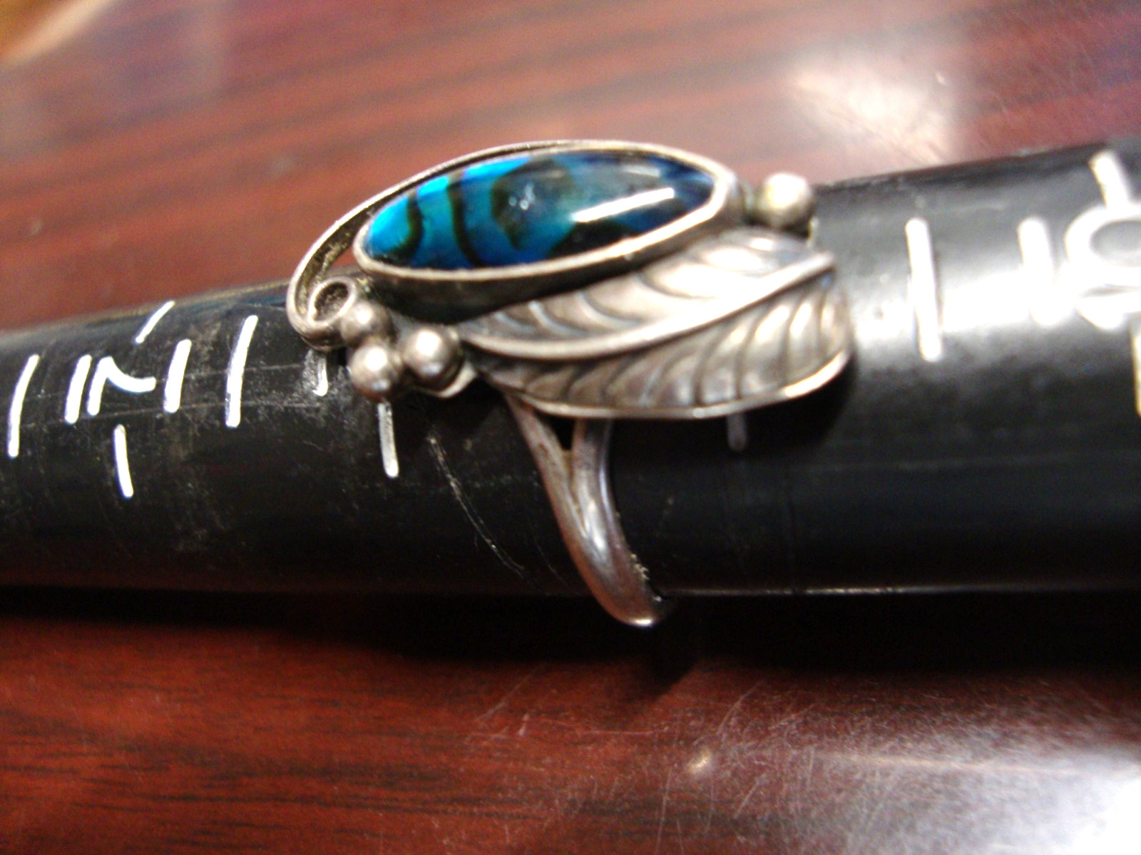 Blue Abalone Shell Native RING Vintage Southweste… - image 5