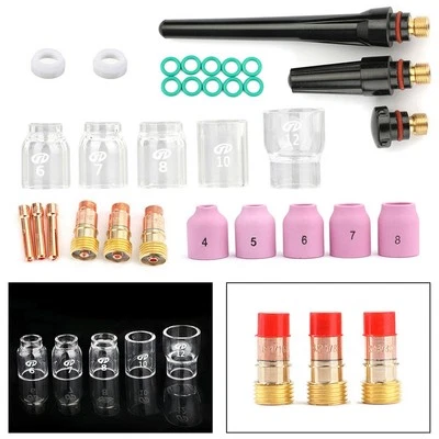 WP 17/18/26 TIG Schweißbrenner Gas Linse #12 Glas Cup Kit mit 31 Teilen - Bild 1 von 4