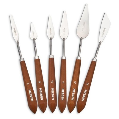 Palettenmesser Set 6-teilig Edelstahl Holzgriff für Öl Acrylfar