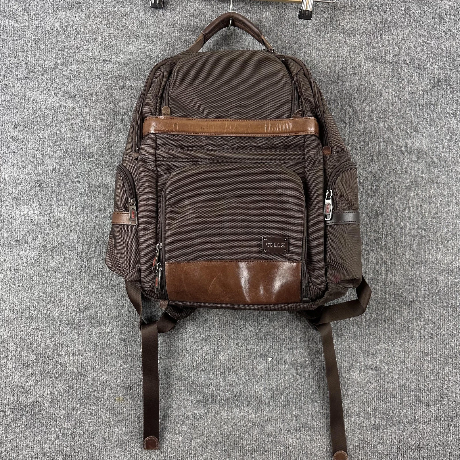 Velez Mens Leather Backpack Brown Soft Case Travel Daypack Office Work Casual