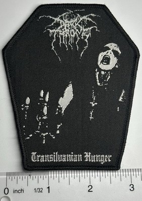 Dark Throne Transilvanian Hunger Coffin  Black border woven patch
