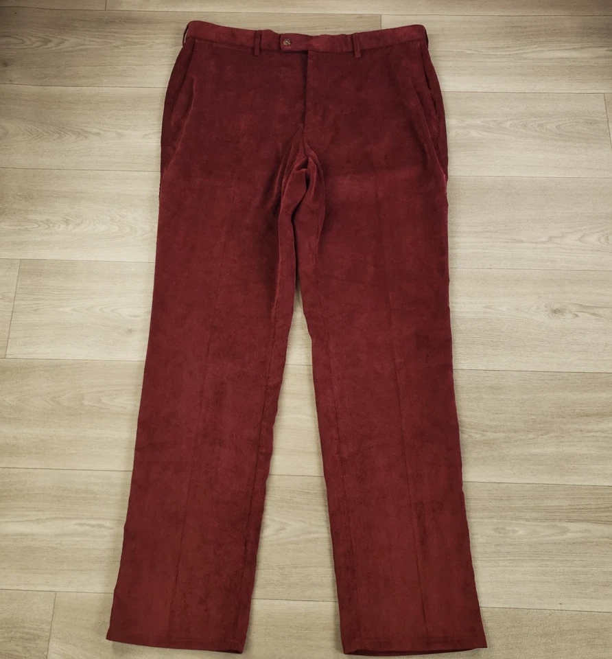 Pantalones de pana Peter Millar Nano Luxe para hombre 40 X 36 rojo frente plano pierna recta Foto 2 de 4