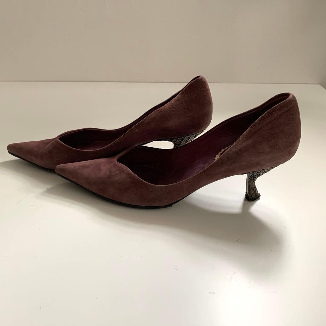 PRADA Women's Heel Pumps Size:37/JP:23 Suede Purple From Japan 135151K Authentic thumbnail 2