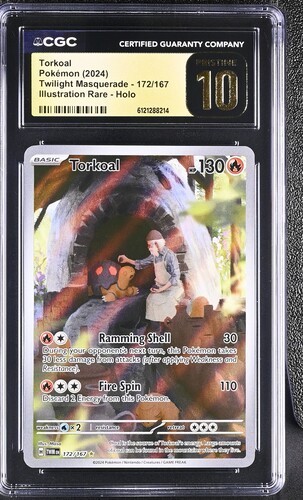 CGC PRISTINE 10 Torkoal 172/167 Holo IR Twilight Masquerade Pokemon 2024