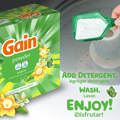 2 Pack Gain Powder Laundry Detergent, Original Scent, 123 oz, 133 Loads - Picture 6 of 10