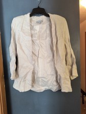 H M Linen Blend Open Front Business Casual Blazer Jacket Women's Size 8