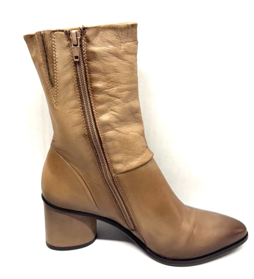 BOTAS DE CUERO SUAVE MIZ MOOZ CREMALLERA LATERAL GORE BEIGE 37EU / 7US NUEVAS # Z-119 Foto 4 de 4
