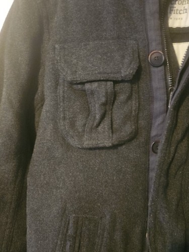 Abercrombie & Fitch Men’s Size L Wool Blend Coat Dark Gray Pockets - Picture 2 of 14