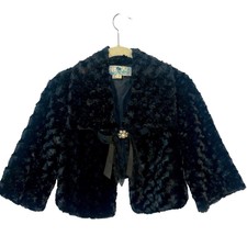 Jolt Faux Fur Mob Wife Cropped Jacket Black Size Small