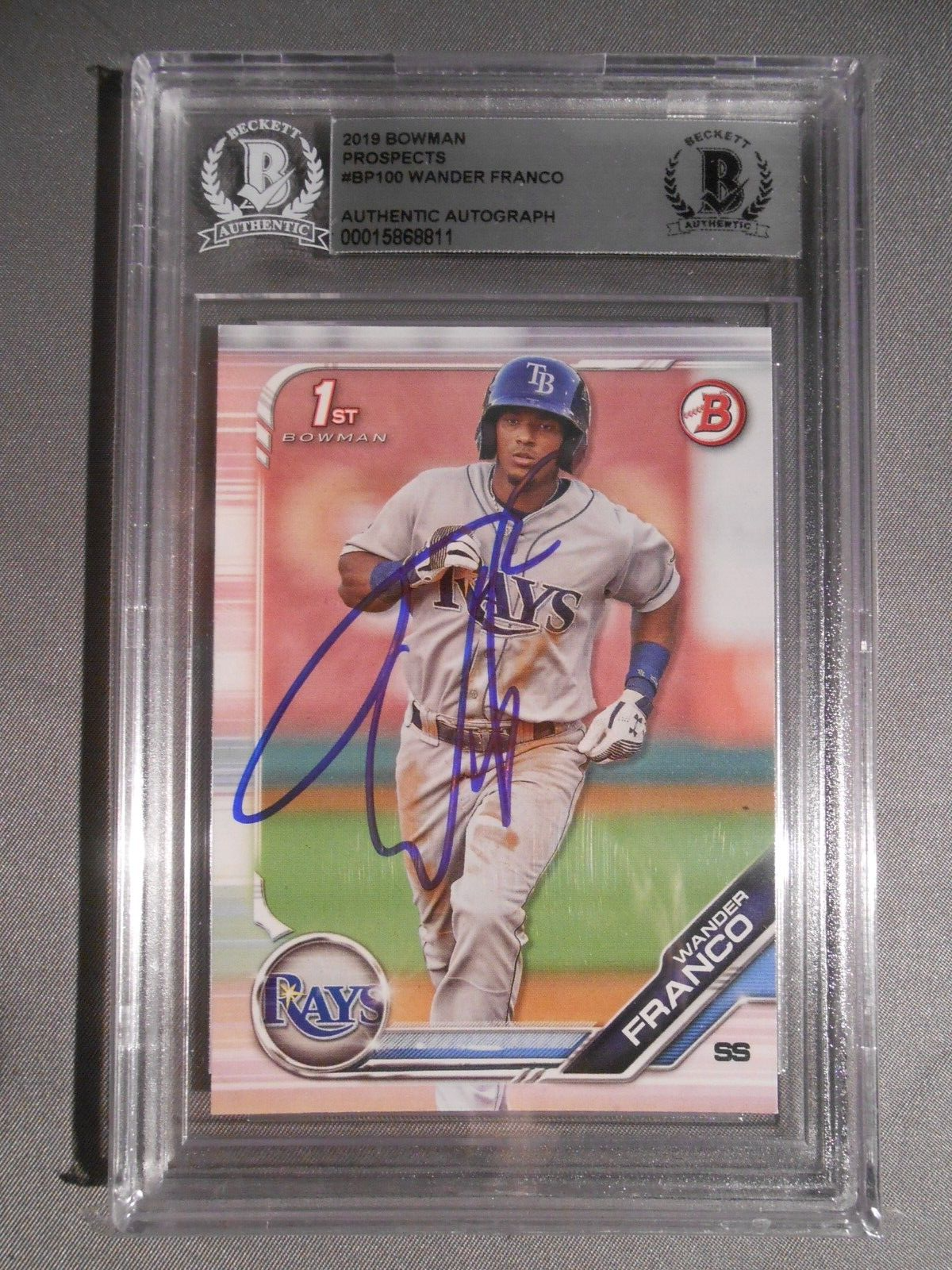 Wander Franco Autographed Signed 2019 Bowman Prospects #BP100 Auto Beckett Slab 
