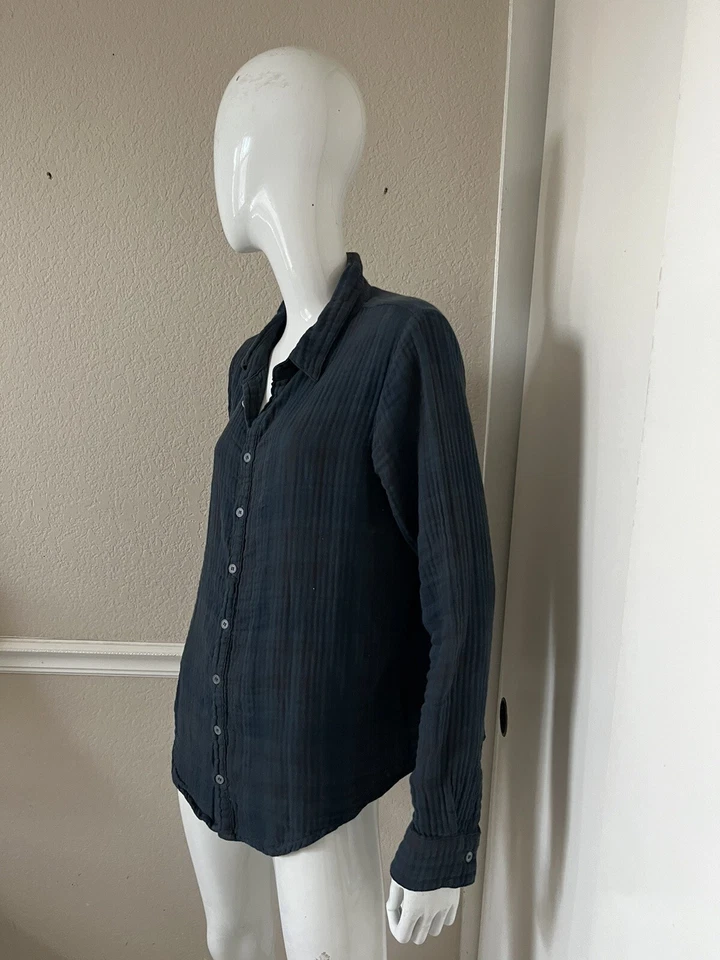 Camisa CP SHADES Azul Marino/Verde Bosque Cuadros Franela Algodón Gasa Abotonada Talla S Foto 3 de 4