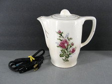 ELECTRIC 120V 350W CERAMIC TEAPOT HOT WATER COFFEE WARMER ROSE AS IS JAPAN VTG