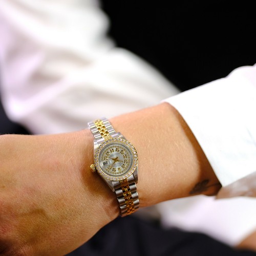 Rolex Lady Datejust 26mm Silver Diamond Dial Diamond Bezel Watch | eBay