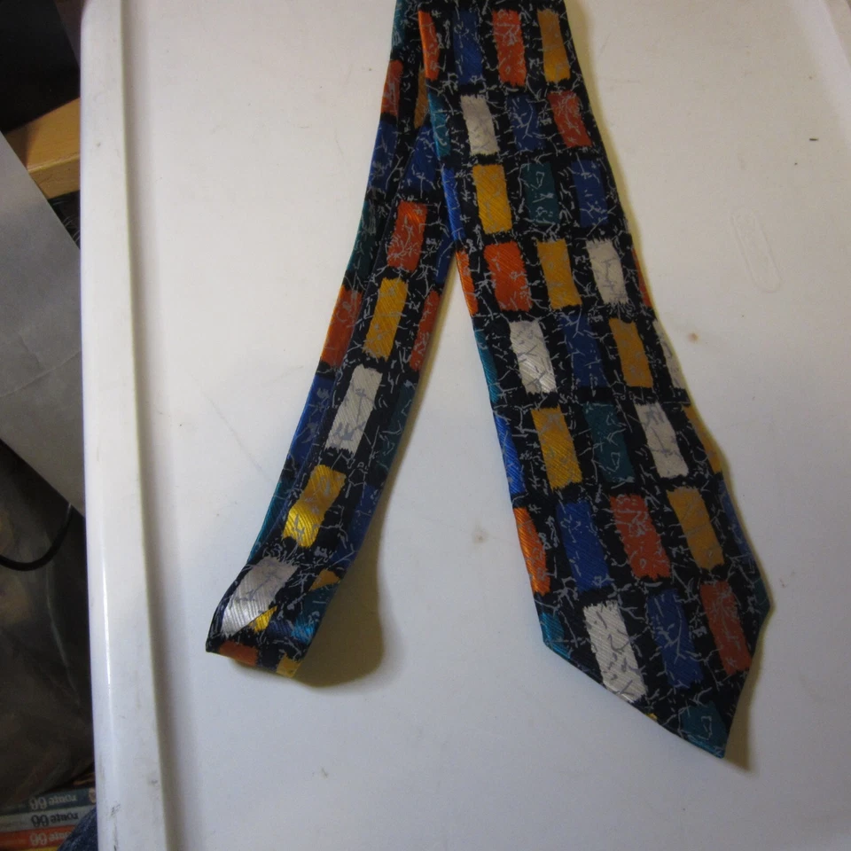 Corbata para hombre John Blair estampado abstracto geométrico multicolor 100 % seda 59x3,75 Foto 4 de 4