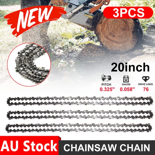 3 x 20inch Bar Chainsaw Chain Saw 325 Pitch 76 Link 058 For Baumr-Ag SX62 SX66 - Picture 1 of 12