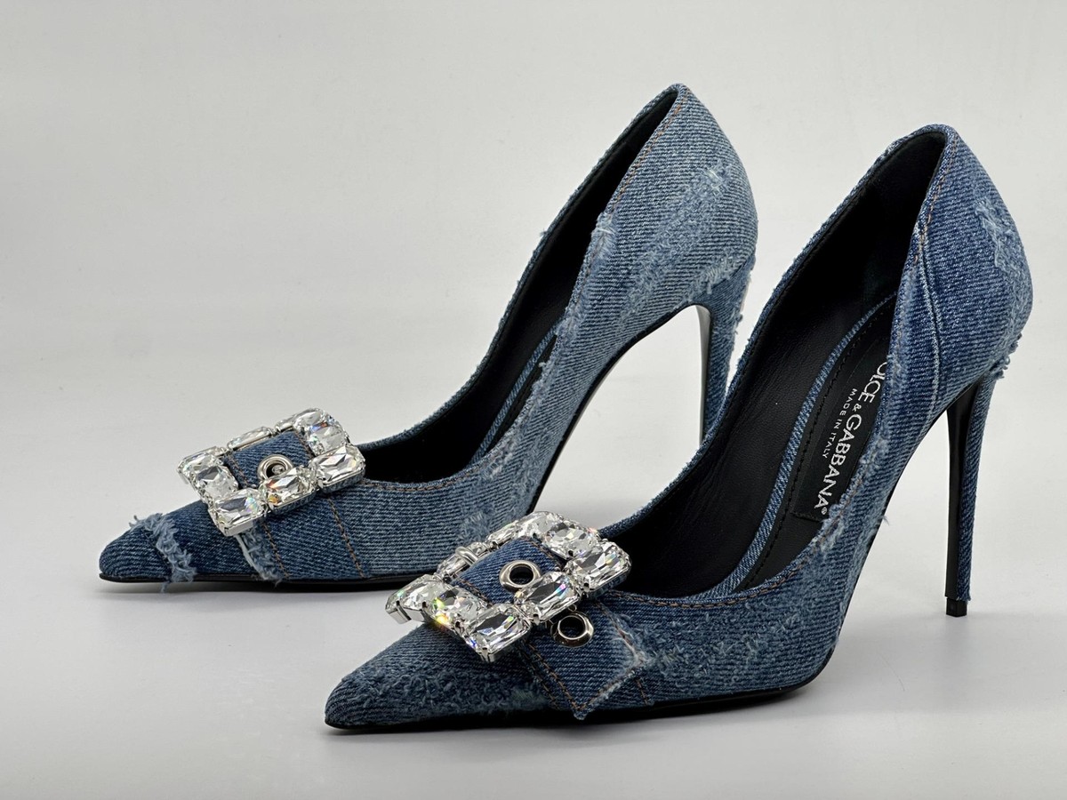 DOLCE & GABBANA ホリッシュト スモル シチリア ハック Dolce & Gabbana Distressed Patchwork Denim Crystal Jewel