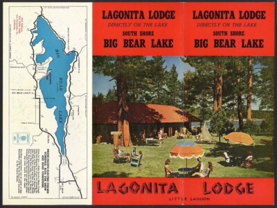 BIG BEAR LAKE San Bernardino 1950s LAGONITA LODGE Travel Brochure Plus Postcard